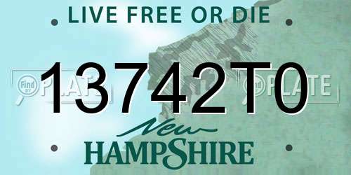 13742T0 New Hampshire License Plate