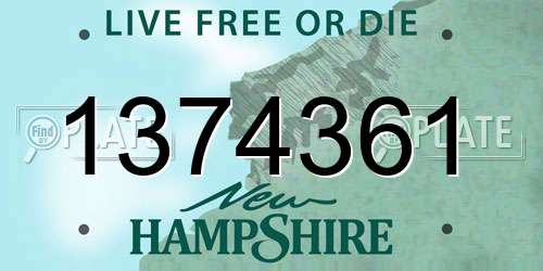 1374361 New Hampshire License Plate