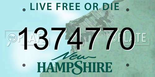 1374770 New Hampshire License Plate