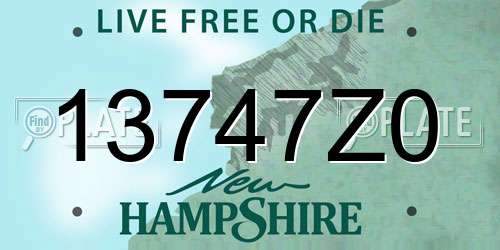 13747Z0 New Hampshire License Plate