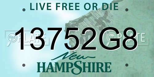 13752G8 New Hampshire License Plate