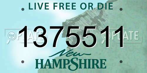 1375511 New Hampshire License Plate