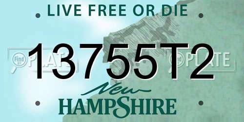 13755T2 New Hampshire License Plate