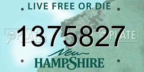 1375827 New Hampshire License Plate