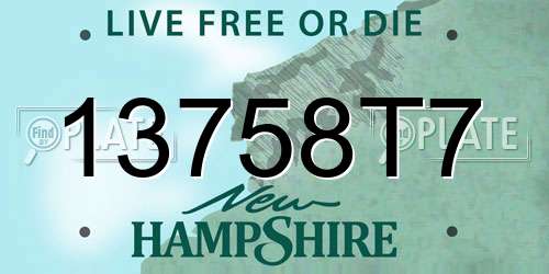 13758T7 New Hampshire License Plate