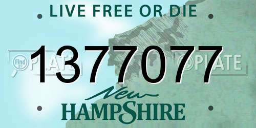 1377077 New Hampshire License Plate