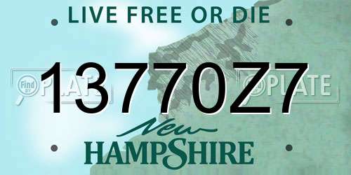 13770Z7 New Hampshire License Plate
