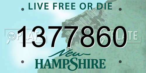 1377860 New Hampshire License Plate