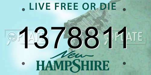 1378811 New Hampshire License Plate