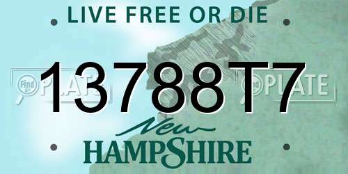 13788T7 New Hampshire License Plate