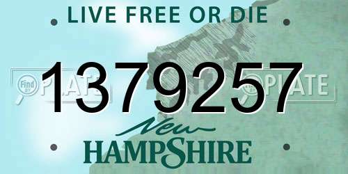 1379257 New Hampshire License Plate