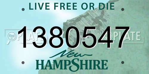 1380547 New Hampshire License Plate