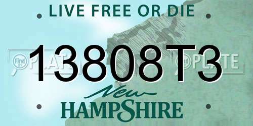 13808T3 New Hampshire License Plate