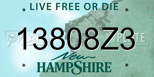 13808Z3 New Hampshire License Plate