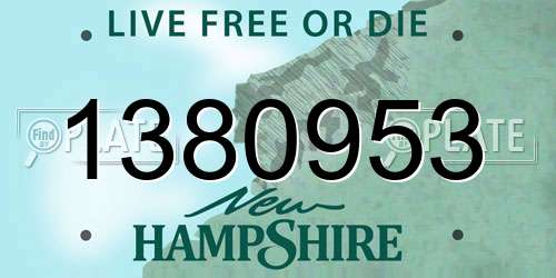 1380953 New Hampshire License Plate