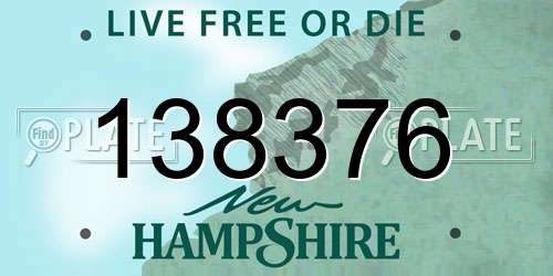 138376 New Hampshire License Plate