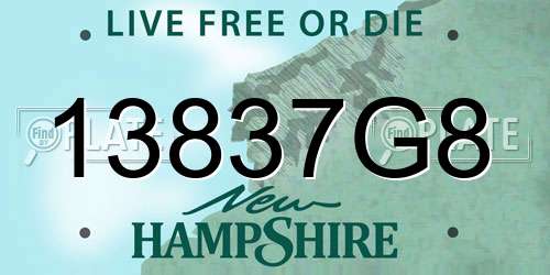 13837G8 New Hampshire License Plate