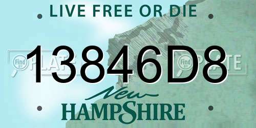 13846D8 New Hampshire License Plate