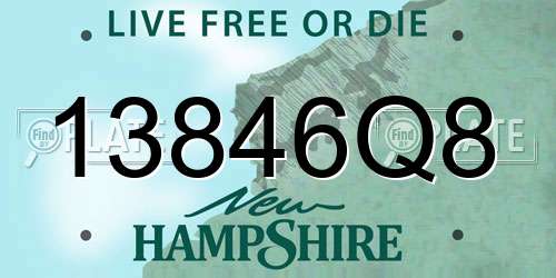13846Q8 New Hampshire License Plate