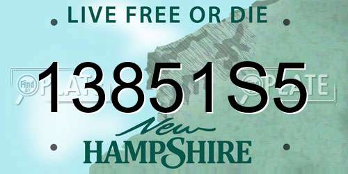 13851S5 New Hampshire License Plate