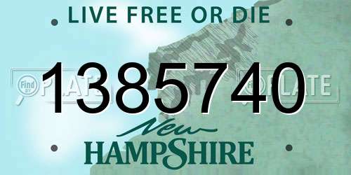 1385740 New Hampshire License Plate