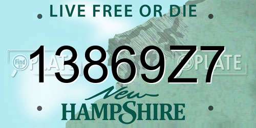 13869Z7 New Hampshire License Plate