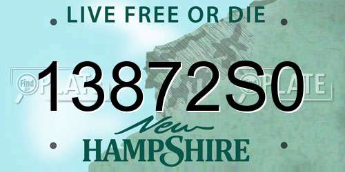 13872S0 New Hampshire License Plate