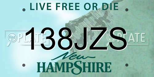 138JZS New Hampshire License Plate