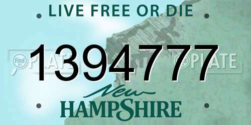 1394777 New Hampshire License Plate