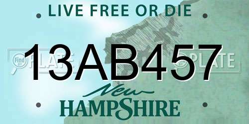 13AB457 New Hampshire License Plate