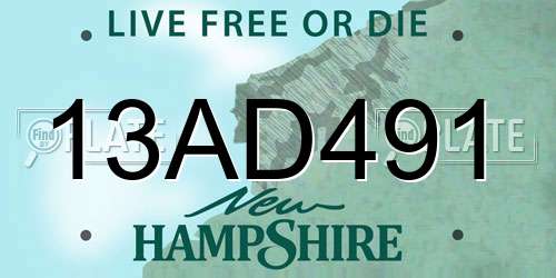 13AD491 New Hampshire License Plate
