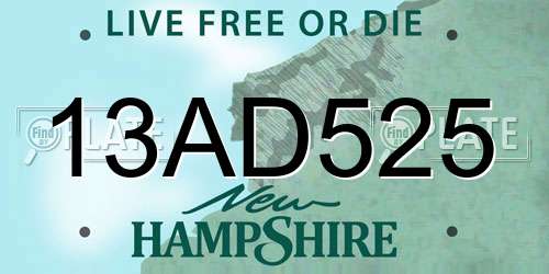 13AD525 New Hampshire License Plate