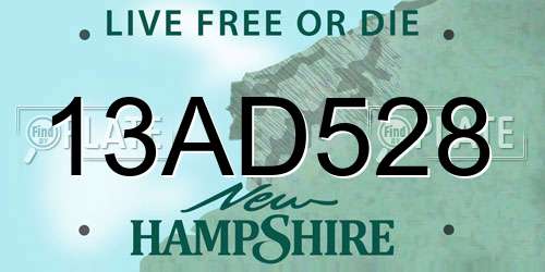 13AD528 New Hampshire License Plate