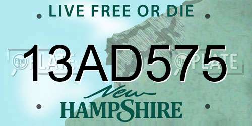 13AD575 New Hampshire License Plate
