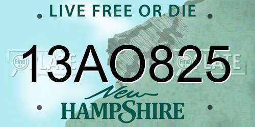 13AO825 New Hampshire License Plate