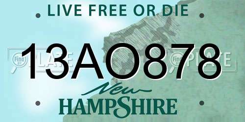 13AO878 New Hampshire License Plate