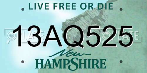 13AQ525 New Hampshire License Plate