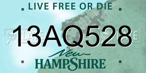 13AQ528 New Hampshire License Plate