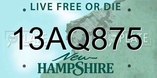 13AQ875 New Hampshire License Plate