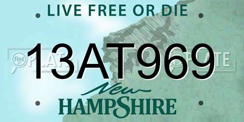 13AT969 New Hampshire License Plate