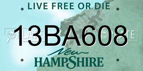 13BA608 New Hampshire License Plate