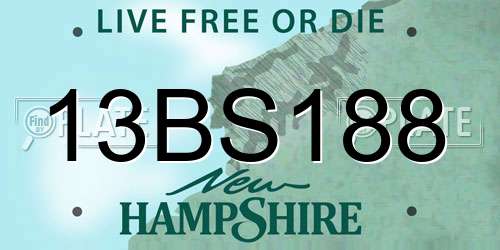 13BS188 New Hampshire License Plate