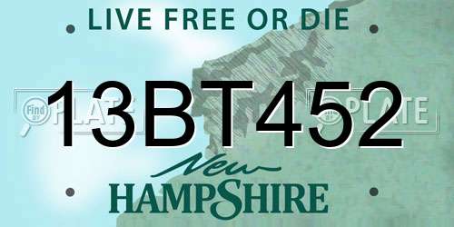 13BT452 New Hampshire License Plate