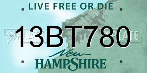 13BT780 New Hampshire License Plate