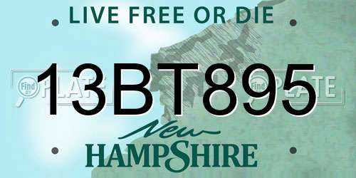 13BT895 New Hampshire License Plate