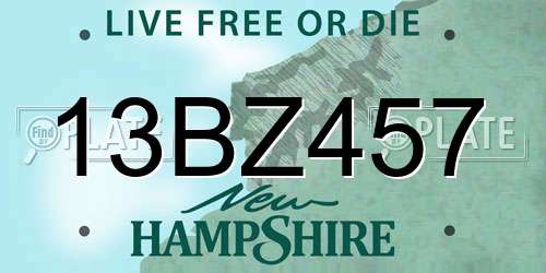 13BZ457 New Hampshire License Plate
