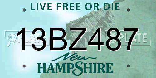 13BZ487 New Hampshire License Plate
