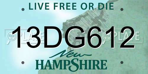 13DG612 New Hampshire License Plate