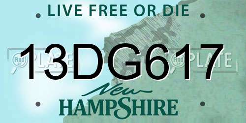 13DG617 New Hampshire License Plate