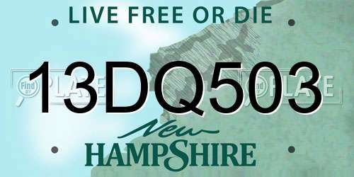13DQ503 New Hampshire License Plate
